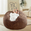 Bean Bag Chair Cover for Kids Adults Without Filling Comfy Giant Round Lazy Sofa Covers for Bedroom Living Room, 7FT, Brown