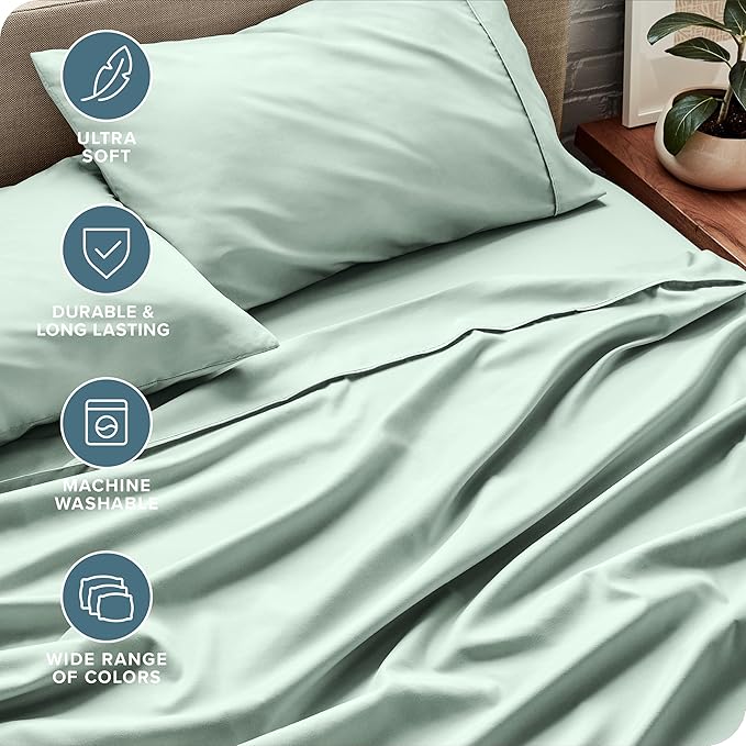 Bare Home King Sheet Set - Luxury 1800 Ultra-Soft Microfiber King Bed Sheets - Double Brushed - Deep Pockets - Easy Fit - 4 Piece Set - Bedding Sheets & Pillowcases (King, Spring Mint)