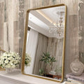 16x24 Gold Bathroom Mirror, Rounded Rectangle Gold Framed Mirror, Brushed Gold Brass Bathroom Vanity Mirror, Anti-Rust, Hangs Horizontally or Vertically