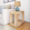 Plank+Beam Modern Rectangular Side Table with Shelf, 25", Solid Wood Narrow End Table for Living Room with Storage, Compact Bedside Table for Small Spaces, Blonde Wirebrush