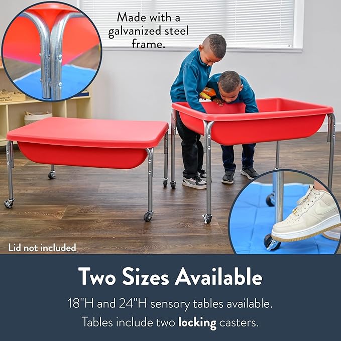 Children's Factory Medium Sensory Table – 18″ Height Table, Sandbox, Water Table for Kids, Red