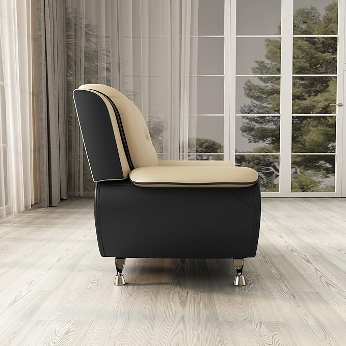 Container Furniture Direct Michael Modern Faux Leather Upholstered Stainless Steel Legs Living Room, Chair, Loveseat, Sofa, Persian Red