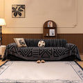 HANDONTIME Dark Grey Sofa Cushion Covers Boho Couch Sofa Covers Short Plush Couch Cover for Sofa Shu Velveteen Couch Sofa Slipcover for Pets Black Geometric Sofa Cover Washable Warm Soft, 71" X134"
