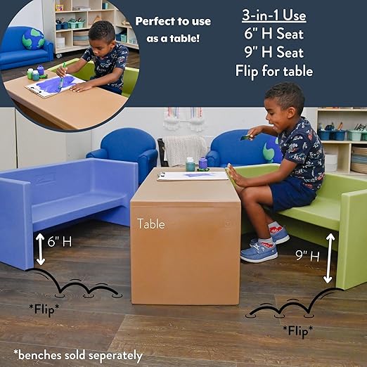 Children's Factory 3-in-1 Adapta-Benches for Kids, Flexible Seating Classroom Furniture, 3-Pack Kids Chair Set