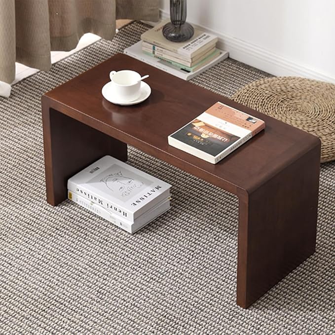 C Shaped End Table, Solid Wood C Side Table for Couch Sofa and Bed, Sofa Tables That Slide Under for Space Saving, Small Snack C Tables for Living Room Bedroom (H 27.2″ - Brown, 2)
