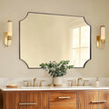ANDY STAR 30x40 Inch Bathroom Mirror, Brushed Bronze Rectangle Scalloped Mirror, Antique Bronze Mirror with Premium Stainless Steel Metal Frame, Large Wall-Mounted Mirror (Horizontal/Vertical)