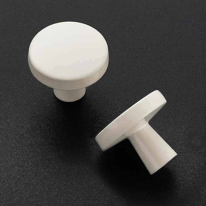 Ravinte 25 Pack Drawer Pulls 1-1/4 Inch Kitchen Cabinet Knobs Solid Round Dresser Drawer Knobs White Dresser Knobs Simple Cabinet Hardware for Cupboard