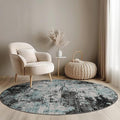 Washable Area Rugs 4ft Non-Slip Modern Abstract Soft for Living Room Entryway Bedroom Nursery, Print Pattern, Blue Black Teal
