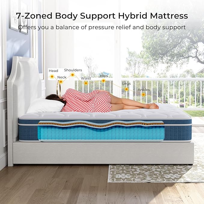 Twin XL Mattress, 12 Inch Hybrid Mattress Twin XL with Individual Pocket Springs and Pressure-Relieving Memory Foam, Breathable, Medium Firm Mattress in a Box 80"x39"x12"