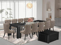 X12SI-0C6-48 - 14-piece Dining Room Table Set a Rectangular Dining Table with a coffee Table and 12 coffee Linen Fabric kitchen Chair, 39x120 Inch, Wire Brushed Black