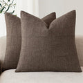 Foindtower Set of 2 Decorative Linen Check Throw Pillow Covers Neutral Farmhouse Vintage Cushion Covers Modern Boho Home Decor for Sofa Chair Couch Bedroom Living Room Outdoor,22×22 Inch,Dark Brown