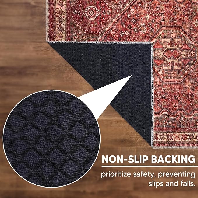 Keen Home Design 4x6 Rug - Machine Washable Area Rug with Non-Slip Backing, Ideal for Living Room, Dining Room, Bedroom - Vintage, Easy Clean, Durable, Low Pile Rug - (4' x 6')