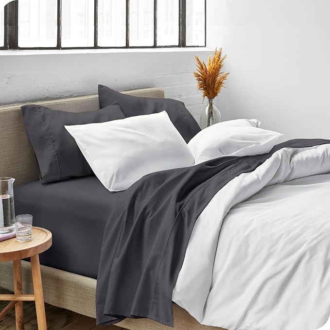 Bare Home Queen Sheet Set - Luxury 1800 Ultra-Soft Microfiber Bed Sheets - Double Brushed - Deep Pockets - Easy Fit - 4 Piece Set - Bedding Sheets & Pillowcases (Queen, Forged Iron Grey)