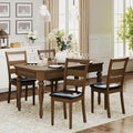 COLAMY Farmhouse Dining Chairs Set of 4, Upholstered Kitchen Chairs with Ladder Back, Modern Wood Side Dining Room Chairs with Wooden Legs for Rustic Restaurant, Dark Brown