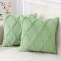 decorUhome Throw Pillow Covers 24x24 Inch Set of 2, Soft Plush Faux Fur Wool Sage Green Couch Pillow Covers, Decorative Neutral Pillow Cases for Bed Sofa Living Room Home Decor