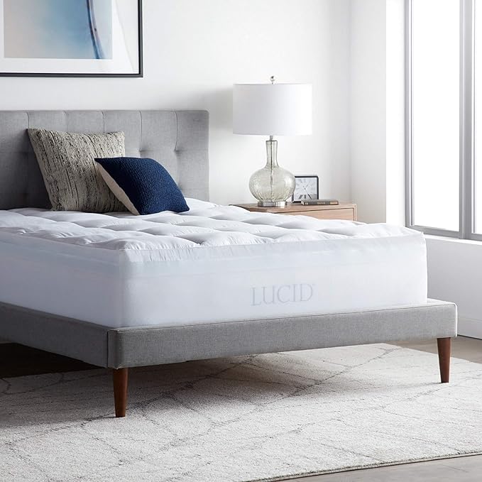 LUCID 4 Inch Down Alternative and Gel Memory Foam Mattress Topper - Three Toppers In One - Cal King