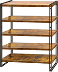 47" 5-Tier Bookshelf Rustic Wood and Metal Industrial Bookshelf for Home Office, Bedroom, Kitchen, Bathroom (Rustic Brown, 5-Tier)