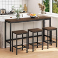 KEIKI 60.24” Long Bar High Top Dining Table and 3 Stools Chairs Set, Wood Behind Couch Sofa Counter Height Pub Furniture for Breakfast, Kitchen Living Party Room, Dark Brown