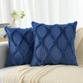 decorUhome Throw Pillow Covers 20x20 Inch Set of 2, Soft Plush Faux Fur Wool Dark Blue Couch Pillow Covers, Decorative Neutral Pillow Cases for Bed Sofa Living Room Home Decor