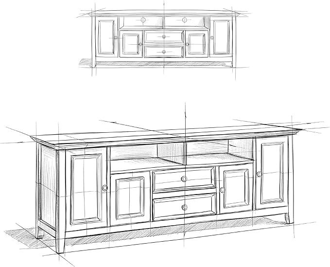 SIMPLIHOME Amherst 72-inch Wide Solid Wood TV Stand in Rustic Natural Aged Brown, Transitional-Style Media Console for Living Room with Cable Management and Adjustable Shelves, Fits 80" TVs