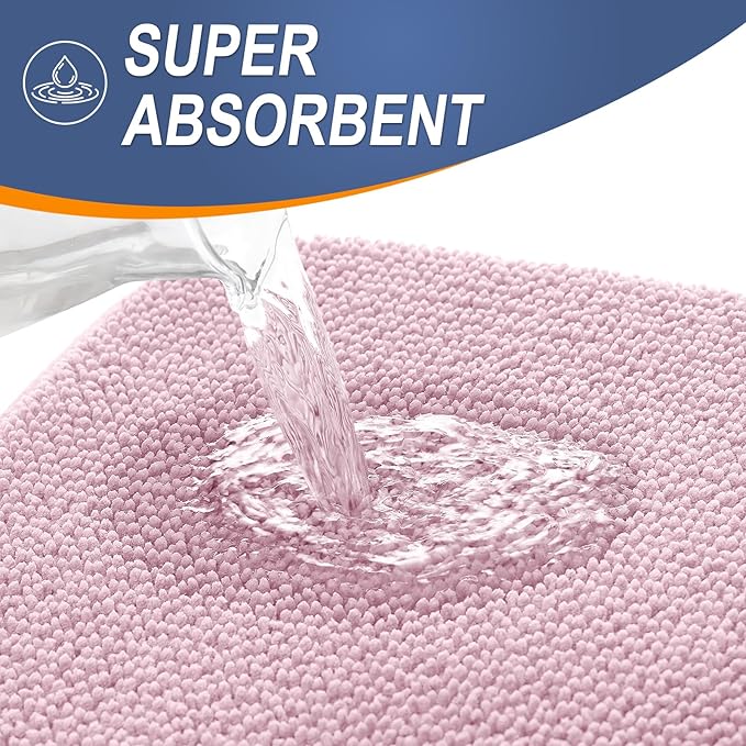 OLANLY Thick Memory Foam Bath Mat Rug 24x16, Extra Soft Absorbent Bathroom Rug, Quick Dry Bath Mats, Non-Slip, Machine Washable Carpet for Bathroom, Tub and Shower, Home Decor Accessories, Dusty Rose