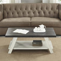 Roundhill Furniture Athens Contemporary Wood Shelf Coffee Table, Weathered Charcoal and Beige