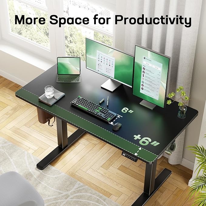 Marsail Electric Standing Desk with One-Piece Desktop,63 x 30 inch Height Adjustable Office Gaming Computer Desk with Deeper Tabletop,Home Office Stand up Desk with 4 Memory Presets, table for Bedroom