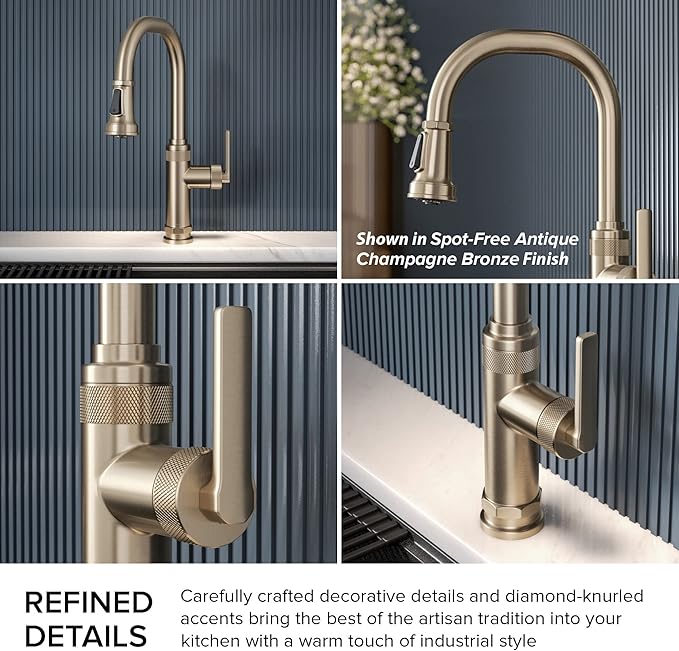KRAUS Allyn Industrial Pull-Down Single Handle Kitchen Faucet in Spot-Free Black Stainless Steel, KPF-4102SFSB