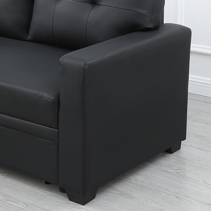 Devion Furniture Philly 4-in-1 Convertible L Shaped Couch with Pull Out Bed and Storage, Sectional Sleeper Sofa with Reversible Chaise for Living Room, Apartment, Bedroom, Office
