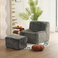 N&V CUBICUS Single Seated Foam Sofa, Armless Floor Sofa with Matching Ottoman, All New Hybrid Foam Design (Frost Gray)