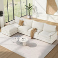Vesgantti 142" Cloud Couch Sectional Modular Sofa, Comfy Sectional Couch with Ottoman Deep Seat Chenille L Shaped Sofa, Modular Couches for Living Room, Bedroom and Apartment, Snow White