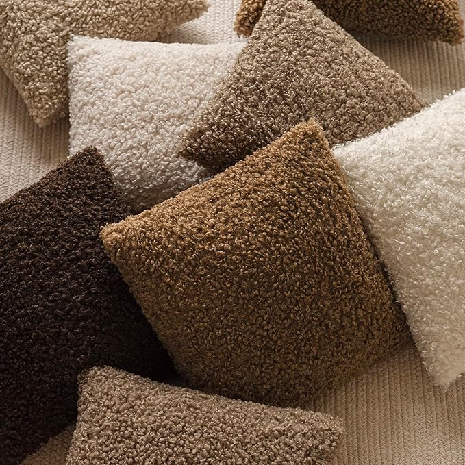 Foindtower 2 Pieces 16x16 Inch Dark Bronze, Faux Fur Throw Pillow Cover Accent Sherpa Furry Pillow Covers Fuzzy Soft Pillowcases Cozy Sheepskin Decorative Fleece Cushion Case for Bed Couch Living Room