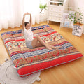 Bohemian Retro Japanese Floor Mattress, Vintage Floral Tatami Floor Mat, Portable Roll up Futon Mattress for Guest,Tavel (A,Full 80" X 47")