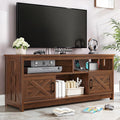 YITAHOME TV Stand for 65/55 Inch TV, Farmhouse Entertainment Center with Storage, Power Outlets and Open Shelf, Media Console TV Cabinet for Living Room, Walnut