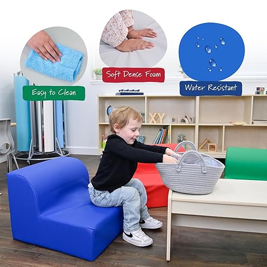 Children's Factory Library Loungers, Flexible Seating Classroom Furniture, Comfy Kids Chairs, Vibrant Colors, Set of 4