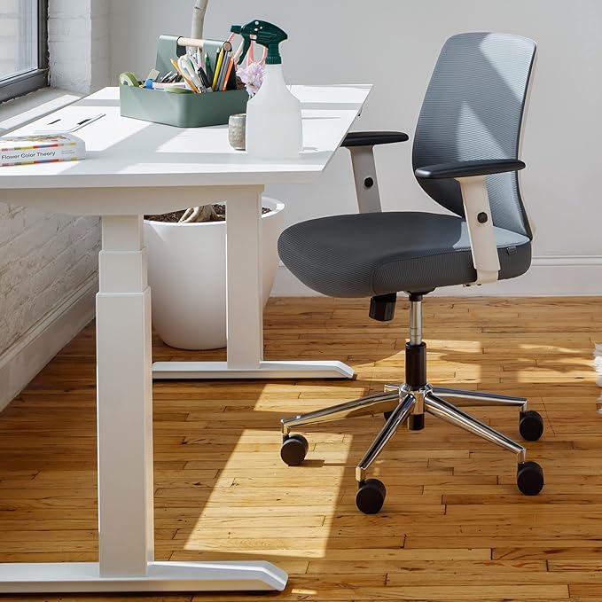 Branch Daily Chair - Computer Office Chair with Swivel, Lumbar Rest, and Adjustable Armrests - Sustainable, Stylish Mesh, & Adjustable Armrests - Comfortable Seating for Improved Posture - Blue