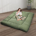 Japanese Floor Mattress,4" Thicken Japanese Floor Sleeping Pad Foldable,Futon Mattress Suitable for Camping and Guest Room (Green, Full (80" X 47"))