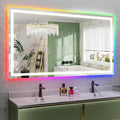 65x36 Inch RGB LED Bathroom Mirror Front Light and RGB Backlit Lighted Vanity Mirror for Bathroom Wall Mounted Dimmable Anti Fog Memory Shatter-Proof IP54 Waterproof Horizontal/Vertical