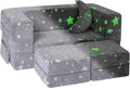 Modular Kids Sofa, Glow in The Dark Star Plush Couch, Convertible Kids Play Set, Fold Out Sofa Bed(Stars)