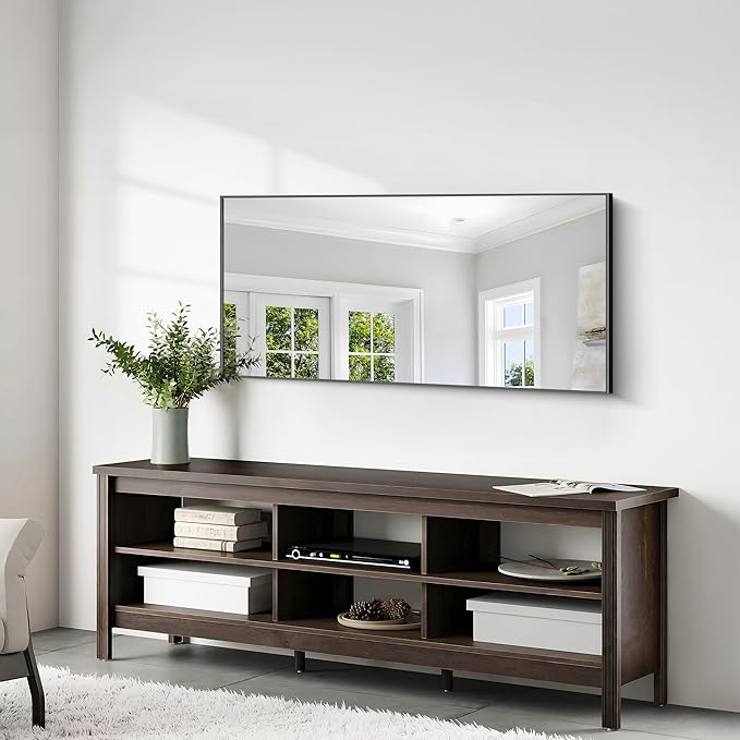 24x48 Inch Large Black Mirror for Bathroom, Black Framed Bathroom Mirror, Bathroom Mirror for Wall Over Sink, Rectangle Wall Mirror for Living Room, Bedroom, Bathroom, Hangs Horizontally or Vertically