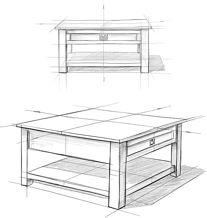 SIMPLIHOME Monroe Square Coffee Table - 38 inch Wide Solid Acacia Wood Living Room Table in Distressed Charcoal Brown, Rustic Cocktail Table for Family Room or Lounge with 2 Drawers and Open Shelf