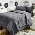 HEVUMYI Twin-XL Comforter Set - 5-Piece All Season Bed in a Bag Twin-XL, Ultra Soft Bedding Set with Comforter, Flat Sheet, Fitted Sheet, Pillowcases, Pillow Shams, Dark Grey