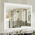 40x32 Inch White Bathroom Mirror for Wall, Thick Metal Framed Rectangle Mirrors for Over Sink, Bedroom, Living Room, Entryway, Anti-Rust, HD Tempered Glass