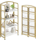 No-Assembly Folding Gold Bookshelf Storage Shelves Multifunctional Plant Flower Stand Storage Rack Shelves Bookcase for Home Office