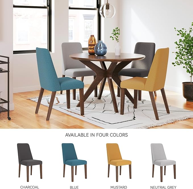 Signature Design by Ashley Lyncott Contemporary Dining Room Upholstered Side Chair with Foam Cushion, 2 Count, Blue & Brown