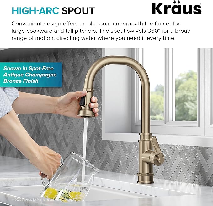 KRAUS Allyn Transitional Industrial Pull-Down Single Handle Kitchen Faucet in Matte Black, KPF-4101MB