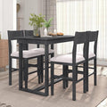 Merax Farmhouse Counter Height 5-Piece Dining Set with 1 Rectangular Table and 4 Upholstered Chairs for Small Places, Family Kitchen Furniture, Gray