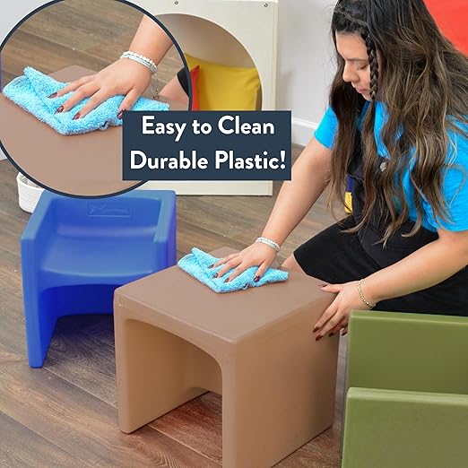 Children's Factory 3-in-1 Cube Chair for Kids, Flexible Seating Classroom Furniture, 1-Pack, Almond