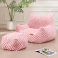 Bedroom Bean Bags Chair with Foot Stool, Comfy Reading Chair with Filler, Soft Faux Fur Pink Bean Bag Chair Lazy Beanbag Chairs for Adults, Gaming Bean Bag Chair