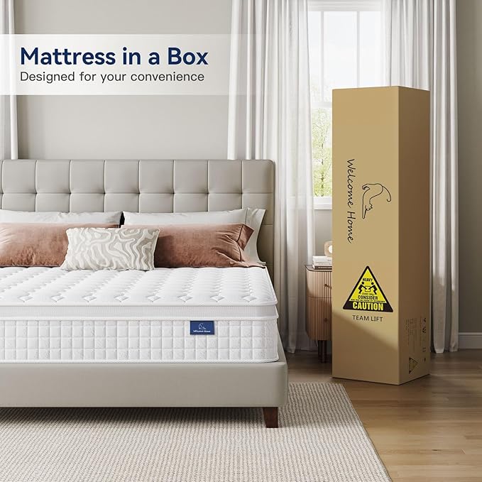 Vesgantti 10 Inch Multilayer Hybrid King Mattress - Multiple Sizes & Styles Available, Ergonomic Design with Memory Foam and Pocket Spring, Medium Firm Feel, White
